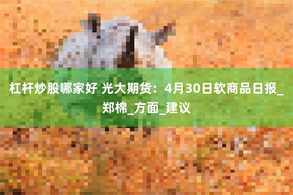 杠杆炒股哪家好 光大期货：4月30日软商品日报_郑棉_方面_建议