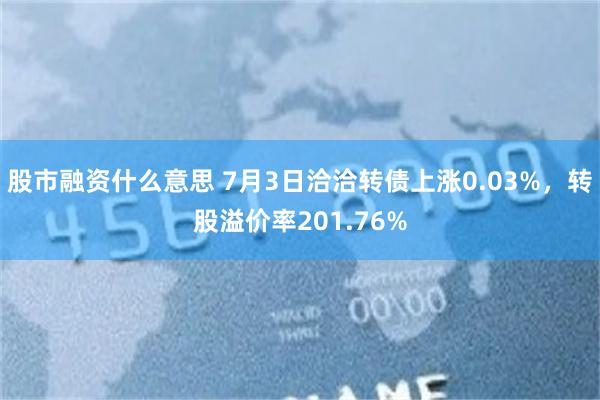 股市融资什么意思 7月3日洽洽转债上涨0.03%，转股溢价率201.76%