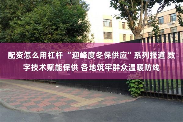 配资怎么用杠杆 “迎峰度冬保供应”系列报道 数字技术赋能保供 各地筑牢群众温暖防线